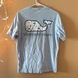 Vineyard Vines Blue Short Sleeve Tee with Whale Graphic